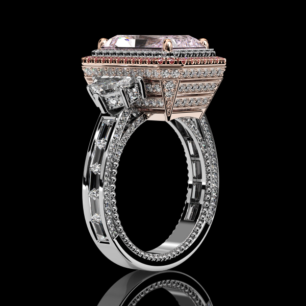 6.5 carat Pink Radiant Cut Diamond Ring - Image 2