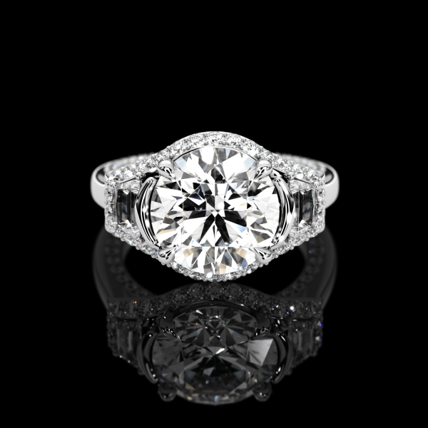 8 carat Three Stone Round Brilliant Diamond Ring