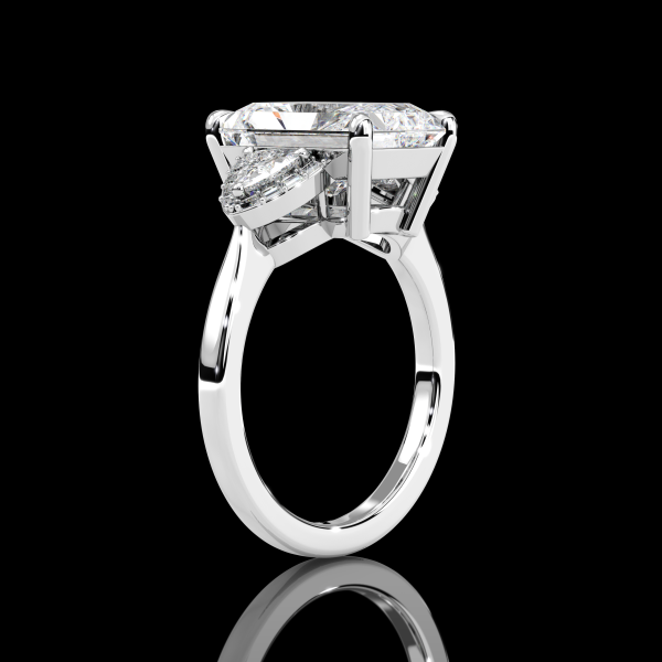 5.5 carat Three Stone Radiant cut Diamond Ring with Trillion cut Side Stones - Image 2