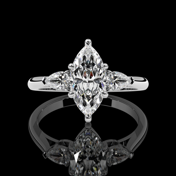 5.5 carat Marquis Three Stone Diamond Ring with Wedding Band - Image 5