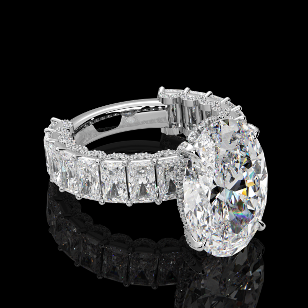 8.5 carat Oval Diamond Ring with Radiant cut Side Diamonds