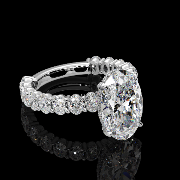 7.5 carat Oval Diamond Ring with Oval Side Stones - Image 2