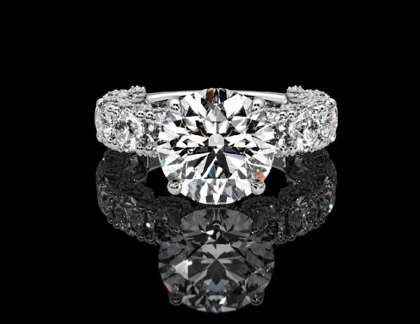 7.75 CARAT ROUND BRILLIANT RING WITH ROUND SIDE DIAMONDS