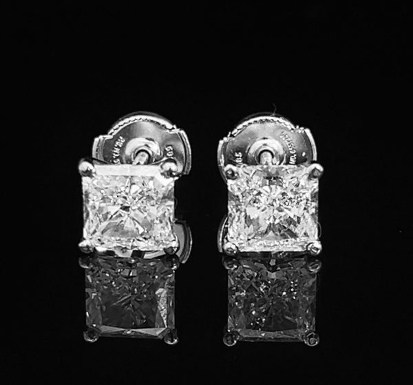 4 CT SQUARE RADIANT CUT DIAMOND STUDS