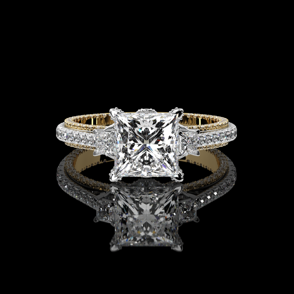 5 carat Three Stone Princess cut Diamond Ring - Image 2