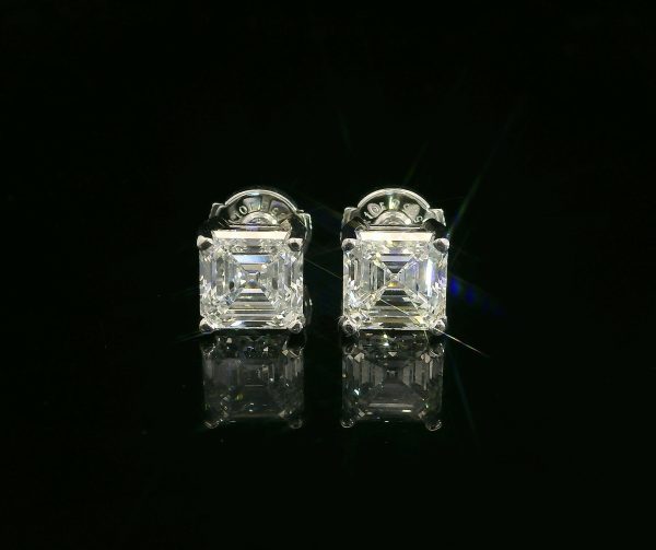 Asscher cut Diamond Studs