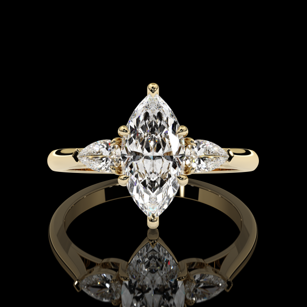 5.5 carat Marquis Three Stone Diamond Ring with Wedding Band - Image 2