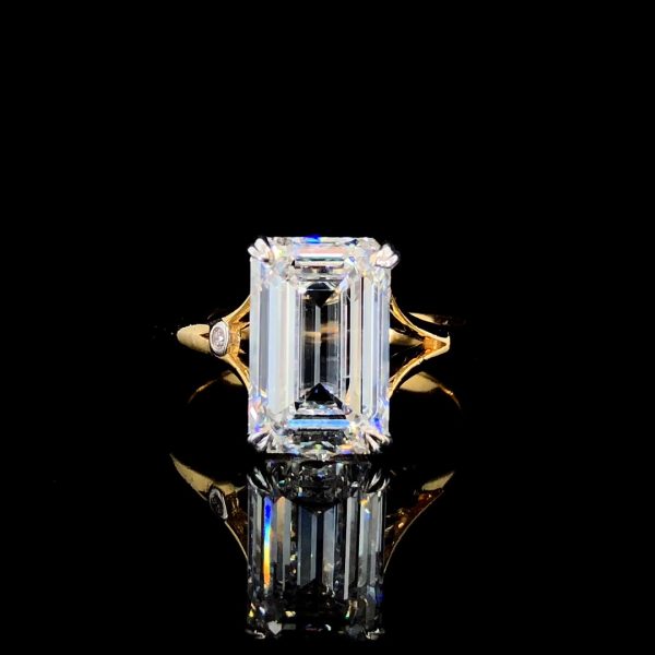 5 carat Emerald cut Split Shank Diamond Ring