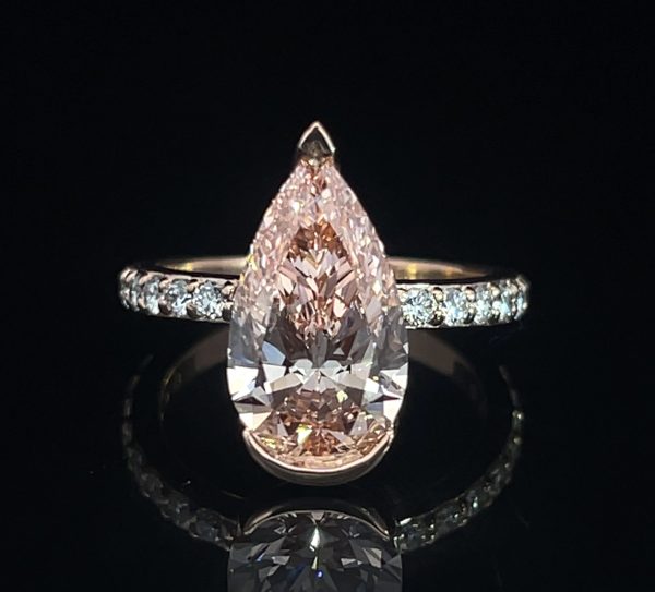 4.5 carat Champagne Pear Diamond Ring