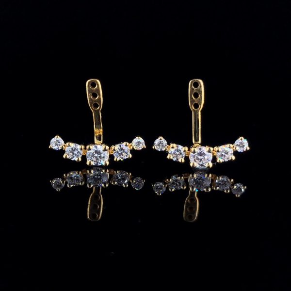 1 carat Yellow Gold Diamond Earring Jackets