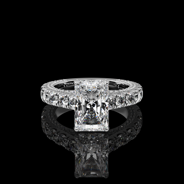 6 carat Radiant cut Diamond Ring with Round Side Stones - Image 2