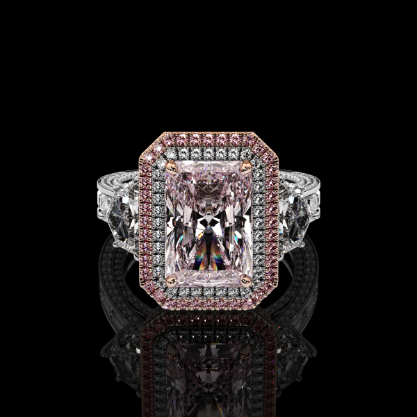 6.5 carat Pink Radiant Cut Diamond Ring - Image 3