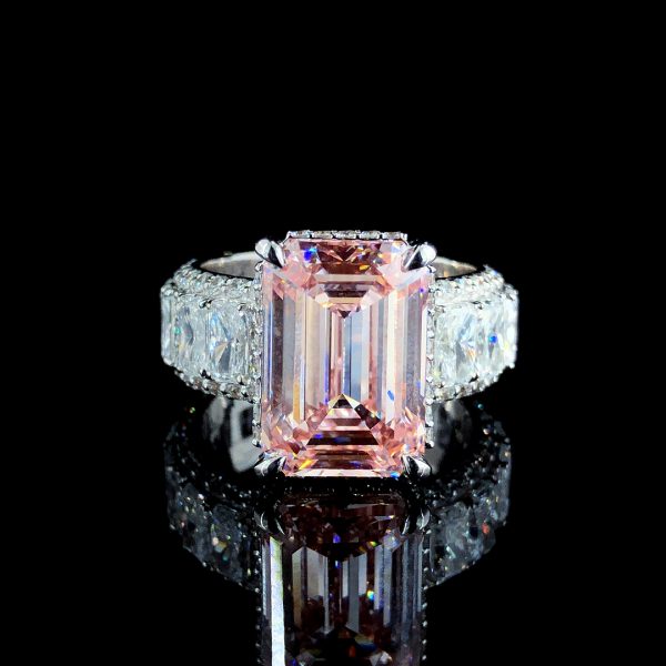 13 carat Pink Emerald cut Ring