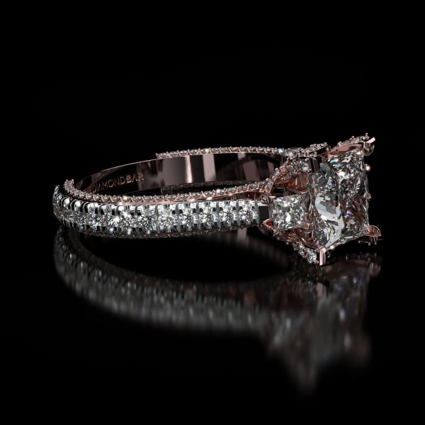 5 carat Three Stone Princess cut Diamond Ring - Image 5
