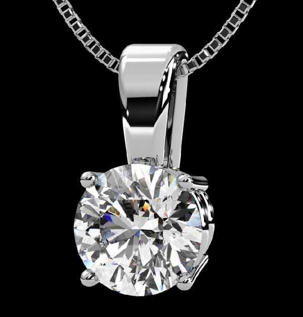 Round Lab Diamond Pendants with 14k Gold Chain