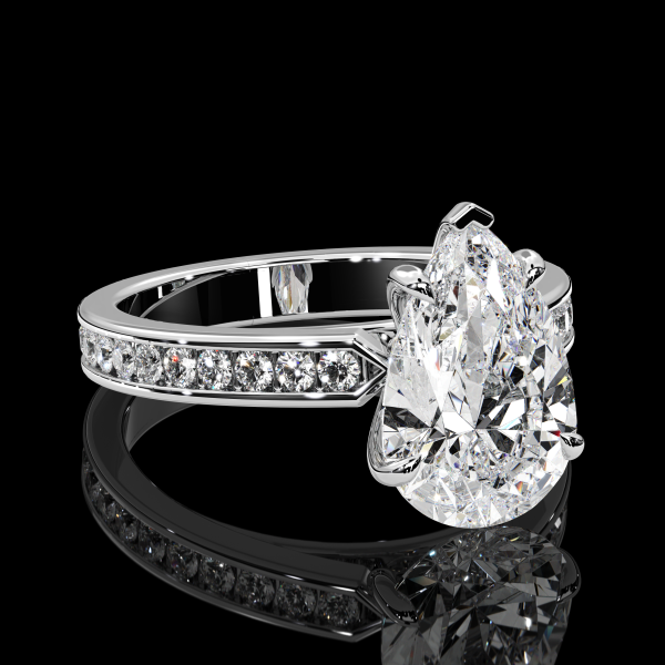 4.75 Pear Diamond Ring in Channel Setting - Image 2