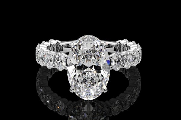 7.5 carat Oval Diamond Ring with Oval Side Stones