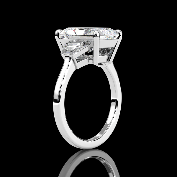 5.5 carat Three Stone Radiant cut Ring with Trapezoid Side Stones - Image 3