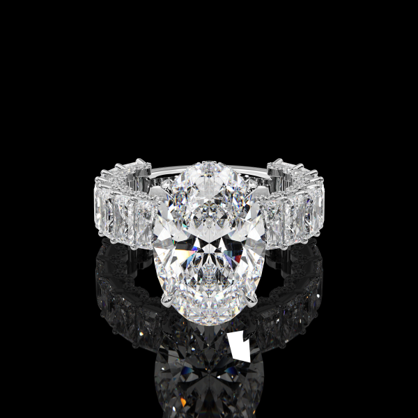 8.5 carat Oval Diamond Ring with Radiant cut Side Diamonds - Image 2