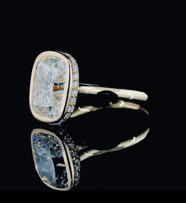 Old Mine Cushion cut Lab Diamond Ring - Image 2