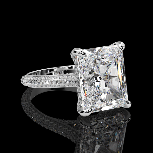 5.5 carat Micropave Radiant cut Diamond Ring