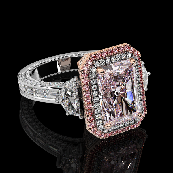 6.5 carat Pink Radiant Cut Diamond Ring