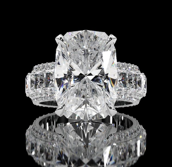 9 Elongated cuhion cut Diamond Ring - Image 2