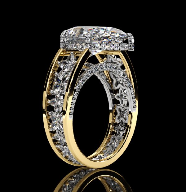 7.5 CT TWO TONE PEAR DIAMOND RING - Image 3