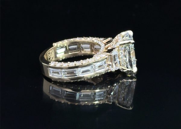 8 ct Elongated Cushion cut with Baguettes Diamond Ring - Image 2