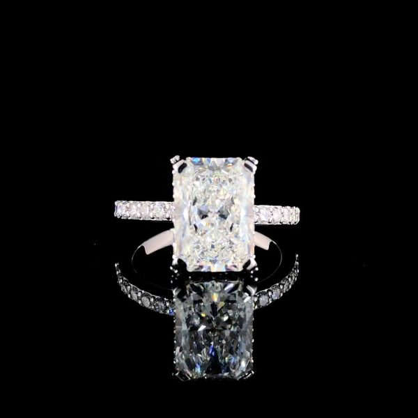 4.5 CT RADIANT CUT RING WITH HIDDEN HALO